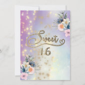 Cooler boho blumenreicher Glitzer Einladung (Rückseite)