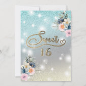 Cooler boho blumenreicher Glitzer Einladung (Rückseite)