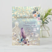 Cooler boho blumenreicher Glitzer Einladung (Stehend Vorderseite)