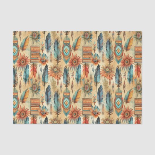 Cooler Boho-Western-Fliesenmuster-Dekodierung Seidenpapier (Vorderseite)