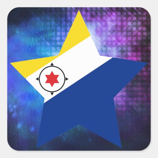 Cooler Bonaire Flag Star Quadratischer Aufkleber (Vorderseite)