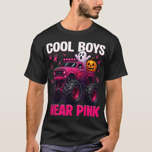 Cooler Boo Tragen rosa Monster LKW Brustkrebs T-Shirt (Vorderseite)