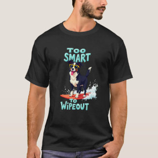 Cooler Border Collie Surfer Hund T-Shirt