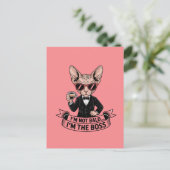 Cooler Boss Sphynx-Katze Kaffee Kunst Postkarte (Stehend Vorderseite)