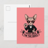 Cooler Boss Sphynx-Katze Kaffee Kunst Postkarte (Vorne/Hinten)