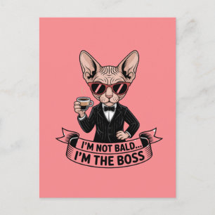 Cooler Boss Sphynx-Katze Kaffee Kunst Postkarte
