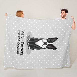 Cooler Boston Terrier Dog (schwarz) mit Sonnenbril Fleecedecke