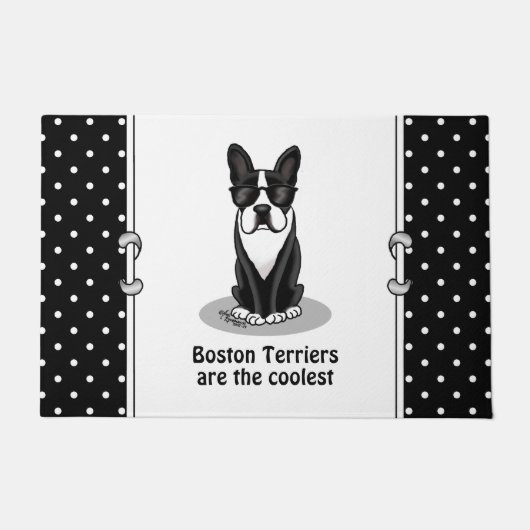 Cooler Boston Terrier Dog (schwarz) mit Sonnenbril Fußmatte (Vorderseite)