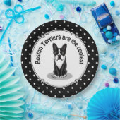 Cooler Boston Terrier Dog (schwarz) mit Sonnenbril Pappteller (Party)