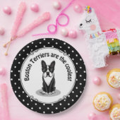 Cooler Boston Terrier Dog (schwarz) mit Sonnenbril Pappteller (Party)