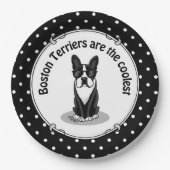 Cooler Boston Terrier Dog (schwarz) mit Sonnenbril Pappteller (Vorderseite)