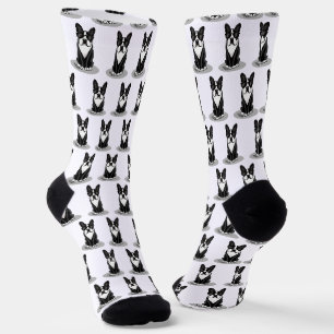 Cooler Boston Terrier Dog (schwarz) mit Sonnenbril Socken