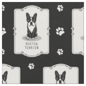 Cooler Boston Terrier Dog (schwarz) mit Sonnenbril Stoff (Nahaufnahme)