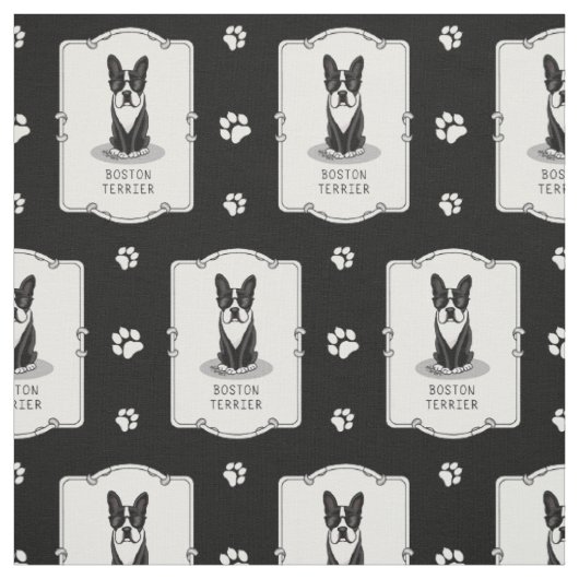 Cooler Boston Terrier Dog (schwarz) mit Sonnenbril Stoff (Muster)