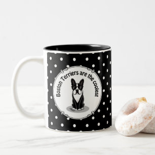 Cooler Boston Terrier Dog (schwarz) mit Sonnenbril Zweifarbige Tasse