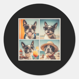 Cooler Boston Terrier Sonnenbrille Hunde Sommerurl Runder Aufkleber