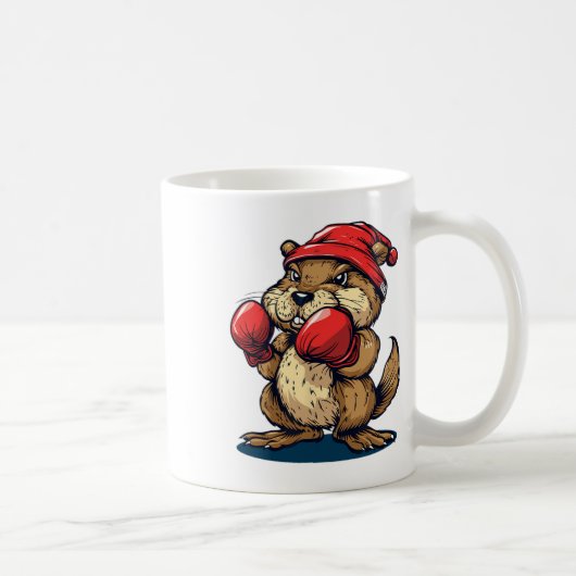 Cooler Boxbiber mit Handschuhen für einen Knockout Kaffeetasse (Rechts)
