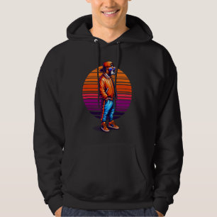 Cooler Boxer Hund Moderner Stadtstil Sunset Retro Hoodie