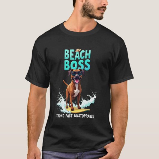 Cooler Boxer-Surferhund T-Shirt (Vorderseite)