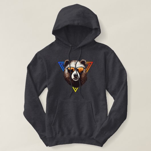 Cooler brauner Bär mit Sonnenbrille Fun Hoodie (Design vorne)