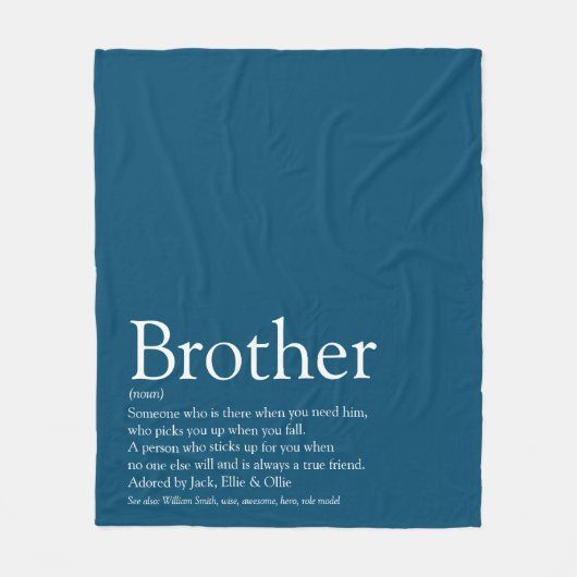 Cooler Brother Definition Zitat Moderner Blauer Sp Fleecedecke (Vorderseite)