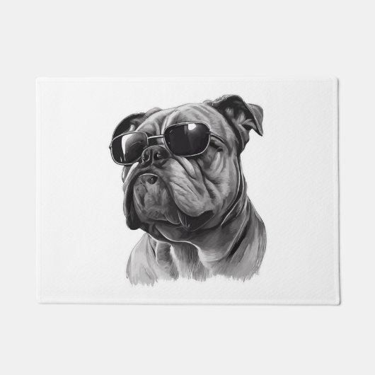 Cooler Bulldog mit Sonnenbrille Fußmatte (Vorderseite)