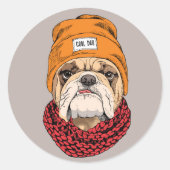 Cooler Bulldog Runder Aufkleber (Vorderseite)