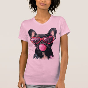 Cooler Bulldog-T - Shirt - Hund mit Herzglas