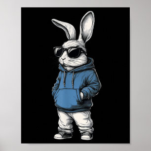 Cooler Bunny Face Sungles Rabbit Happy Ostertag Ki Poster