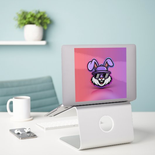 Cooler Bunny Sticker: Trendy & Fun Design! Aufkleber (Laptop auf Schreibtisch)