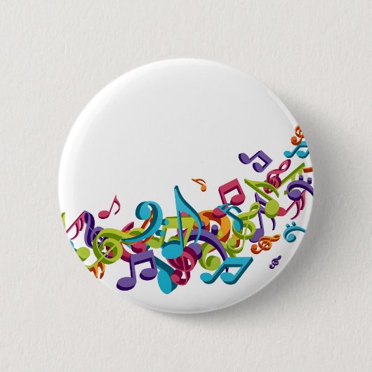 cooler bunter Musiknoten u. Töne Button (Vorderseite)