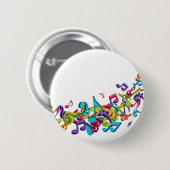 cooler bunter Musiknoten u. Töne Button (Vorne & Hinten)
