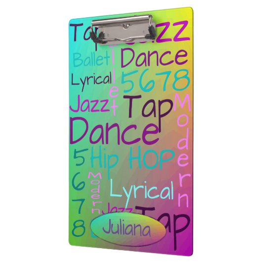 Cooler bunter Tanz personalisiert Klemmbrett (Links)