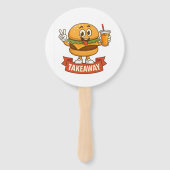 Cooler Burger Buddy mit Saft - Cartoon Charact Fächer (Vorderseite)