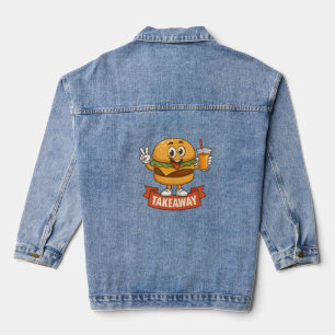 Cooler Burger Buddy mit Saft - Cartoon Charact Jeansjacke