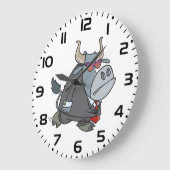 Cooler Business Bull im Anzug mit Sonnenbrille Große Wanduhr (Winkel)