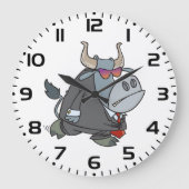 Cooler Business Bull im Anzug mit Sonnenbrille Große Wanduhr (Vorderseite)