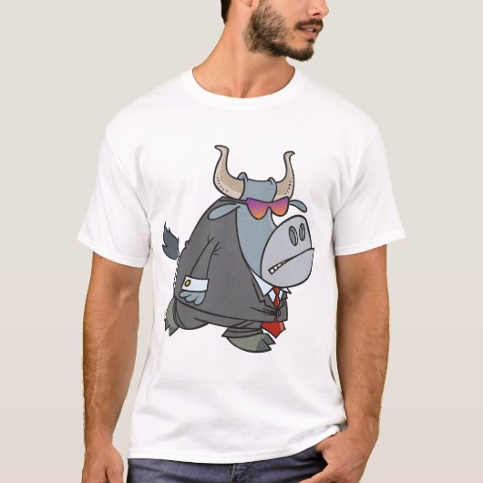 Cooler Business Bull im Anzug mit Sonnenbrille T-Shirt (Vorderseite)