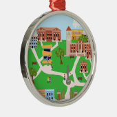 Cooler Campus-Entwurf Silbernes Ornament (Rechts)