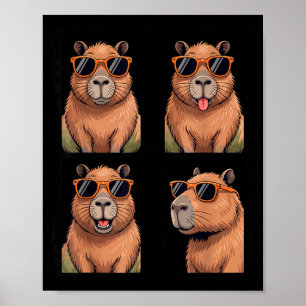 Cooler Capybara mit Sungles PhotoBooth Lustig Poster