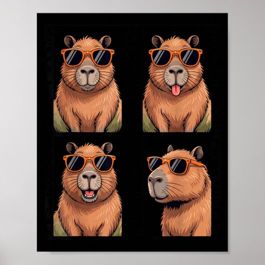 Cooler Capybara mit Sungles PhotoBooth Lustig Poster (Vorne)