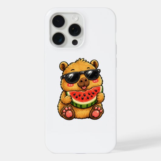 Cooler Capybara Wassermelone Sommer iPhone Hülle (Rückseite)