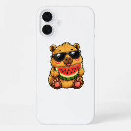 Cooler Capybara Wassermelone Sommer iPhone 16 Plus Hülle