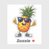 Cooler Cartoon Ananas mit Sonnenbrille Summer Vibe Aufkleber (Blatt)