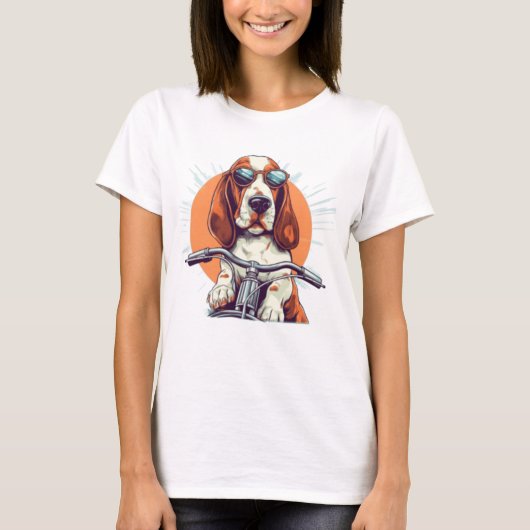 Cooler Cartoon-Basset-Hobby-T - Shirt (Vorderseite)