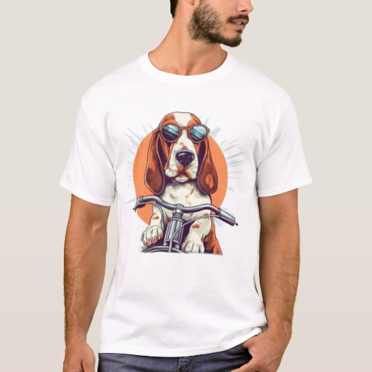 Cooler Cartoon-Basset-Hobby-T - Shirt (Vorderseite)