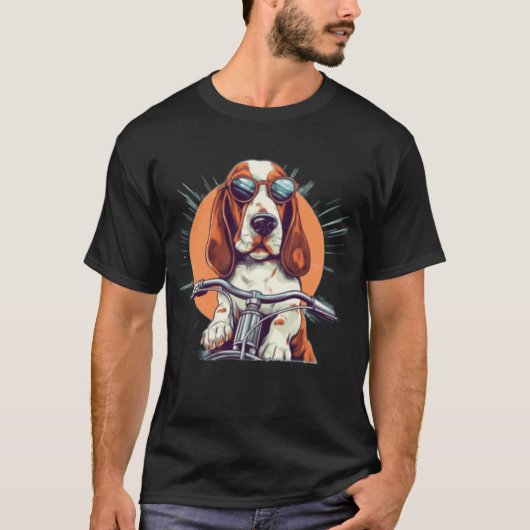 Cooler Cartoon-Basset-Hobby-T - Shirt (Vorderseite)