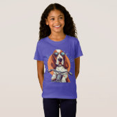 Cooler Cartoon-Basset-Hobby-T - Shirt (Vorne ganz)