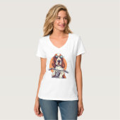 Cooler Cartoon-Basset-Hobby-T - Shirt (Vorderseite Vollansicht)