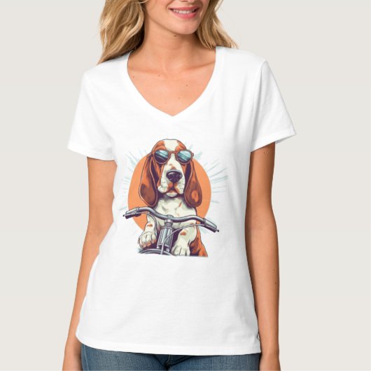Cooler Cartoon-Basset-Hobby-T - Shirt (Vorderseite)